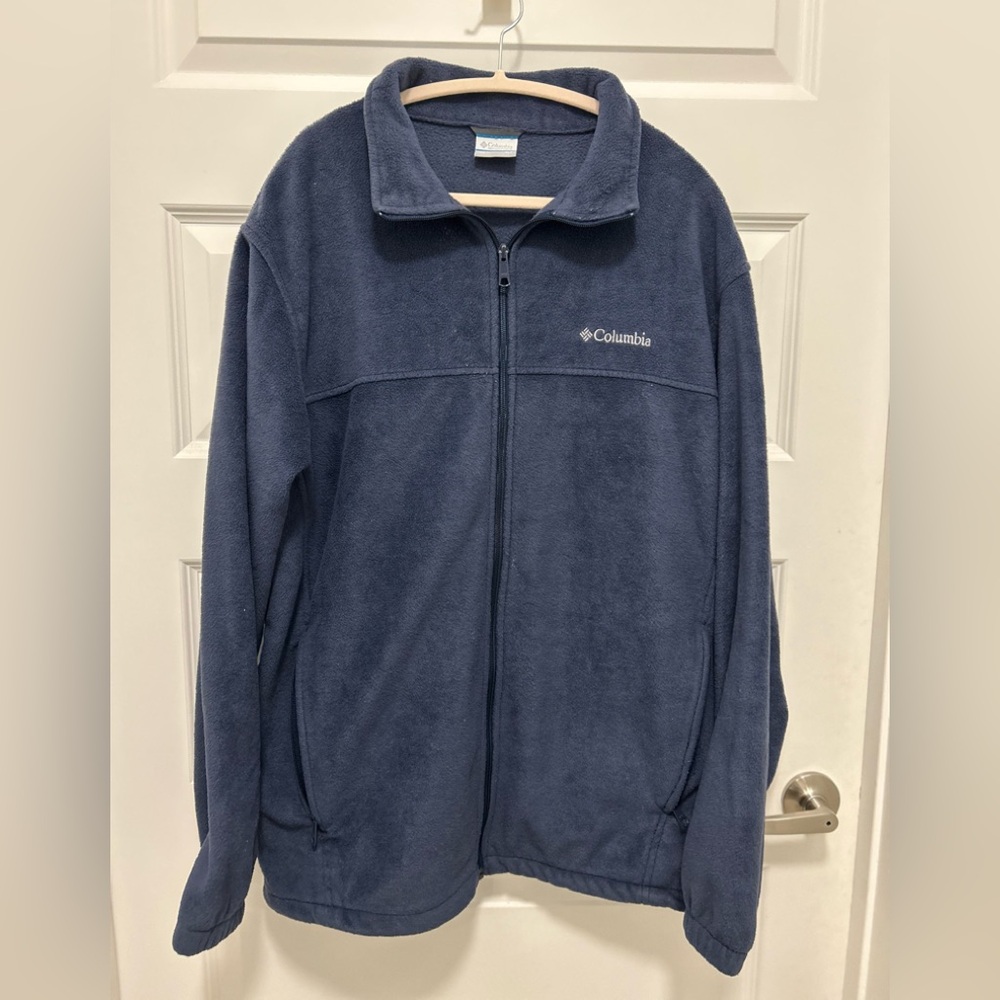 Columbia Fleece Jacket Mens Size XLT TALL Blue Full Zip